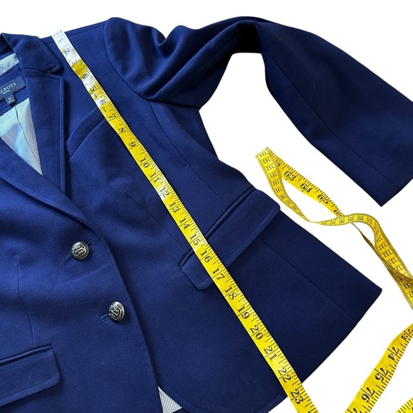 Talbots Navy Blue Classic Two Button Blazer Jacket Size 6 Petite Preppy Office - Picture 8 of 10